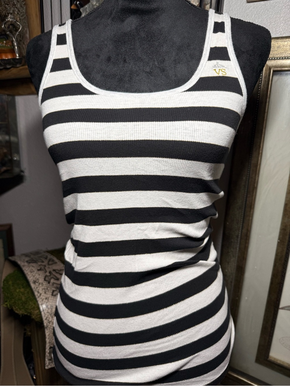 Vintage Victoria’s Secret Y2K Striped Metallic Ribbed Tank Top •Size S•